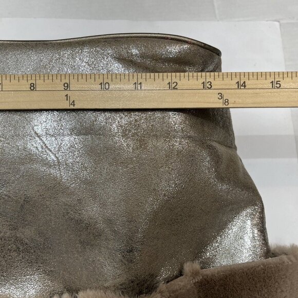 Jessica Simpson Purse Tote Flora‎ Fur Lined Metallic Handbag Matching Wallet - Picture 10 of 13